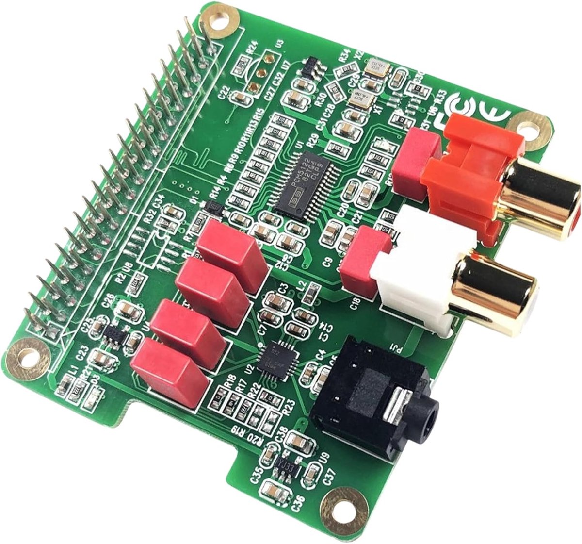 SnelShoppen - HiFi DAC HAT voor Raspberry Pi 5/4/3B+/Zero, PCM5122 Audio Card, 384kHz/32 Bit Geluid, RCA en 3.5mm Uitgang, Dual Oscillators, 112dB SNR
