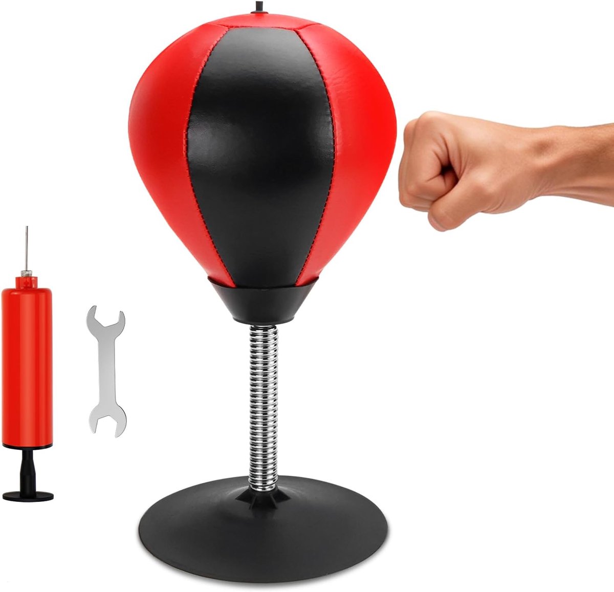 SnelShoppen - Punching Bag Tafel Bokskogel met Zuignap en Tafelklem - Anti-Stress Bokslamp voor Thuis en Kantoor - Sterke Veerkracht voor Volwassenen