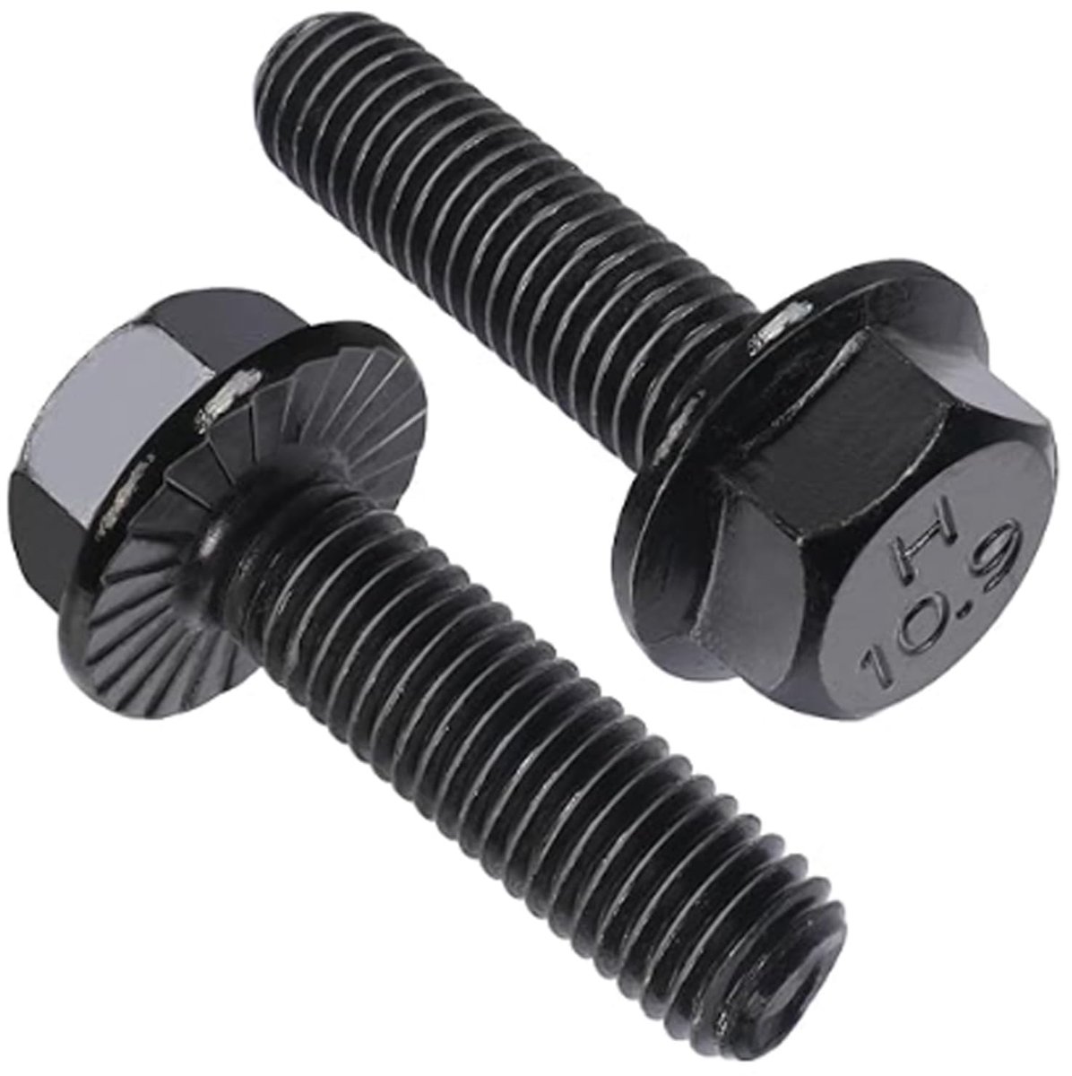 Dailygoods - 10 Zeskantkopbouten met Flens - Zwarte Legering M12 x 35