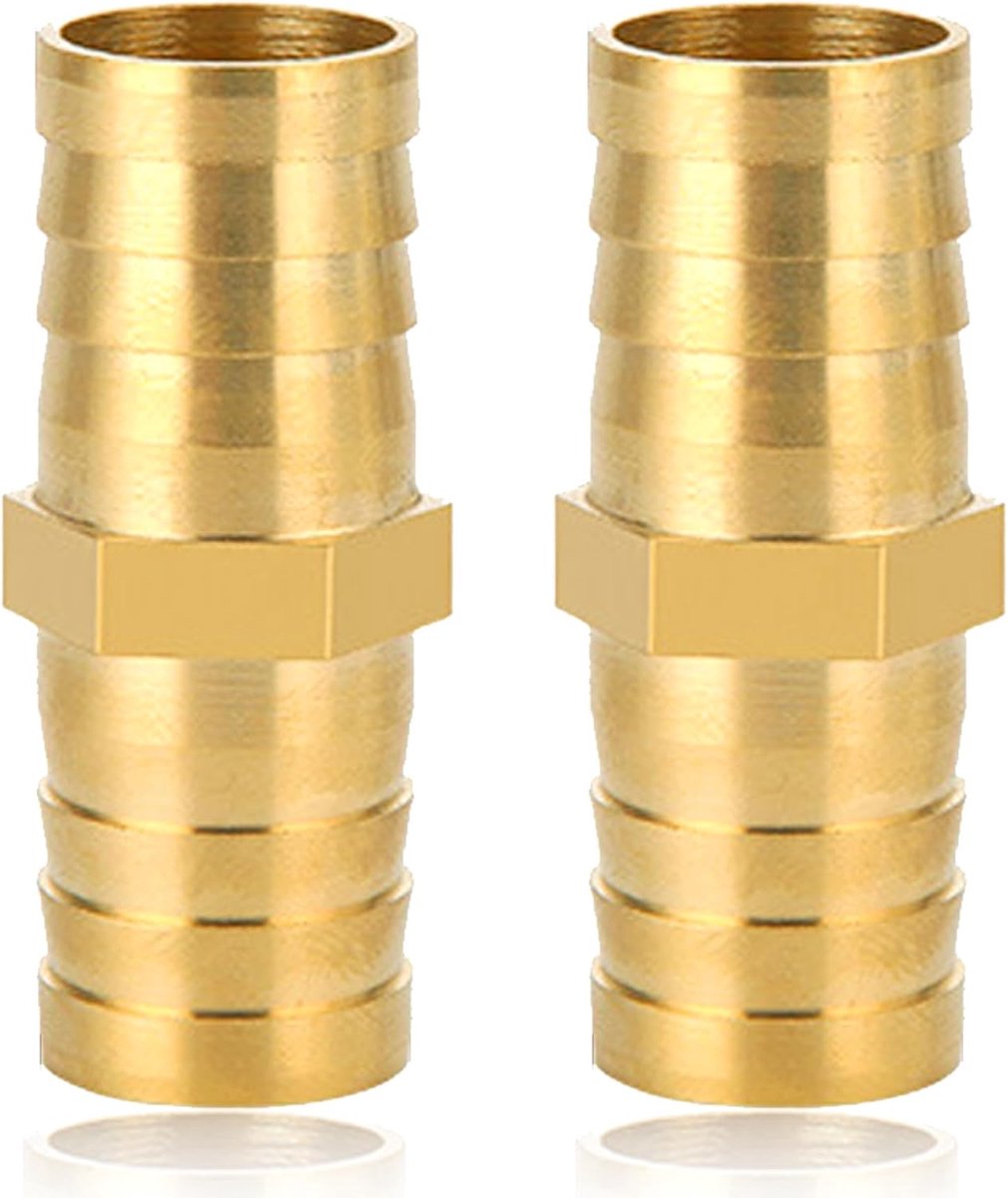 SnelShoppen - 2x Messing Slangverbinder 19mm, Recht Barb Connector 3/4 inch, Draadfitting voor Tuin en Klussen, Hoge Kwaliteit, Temperatuurbestendig