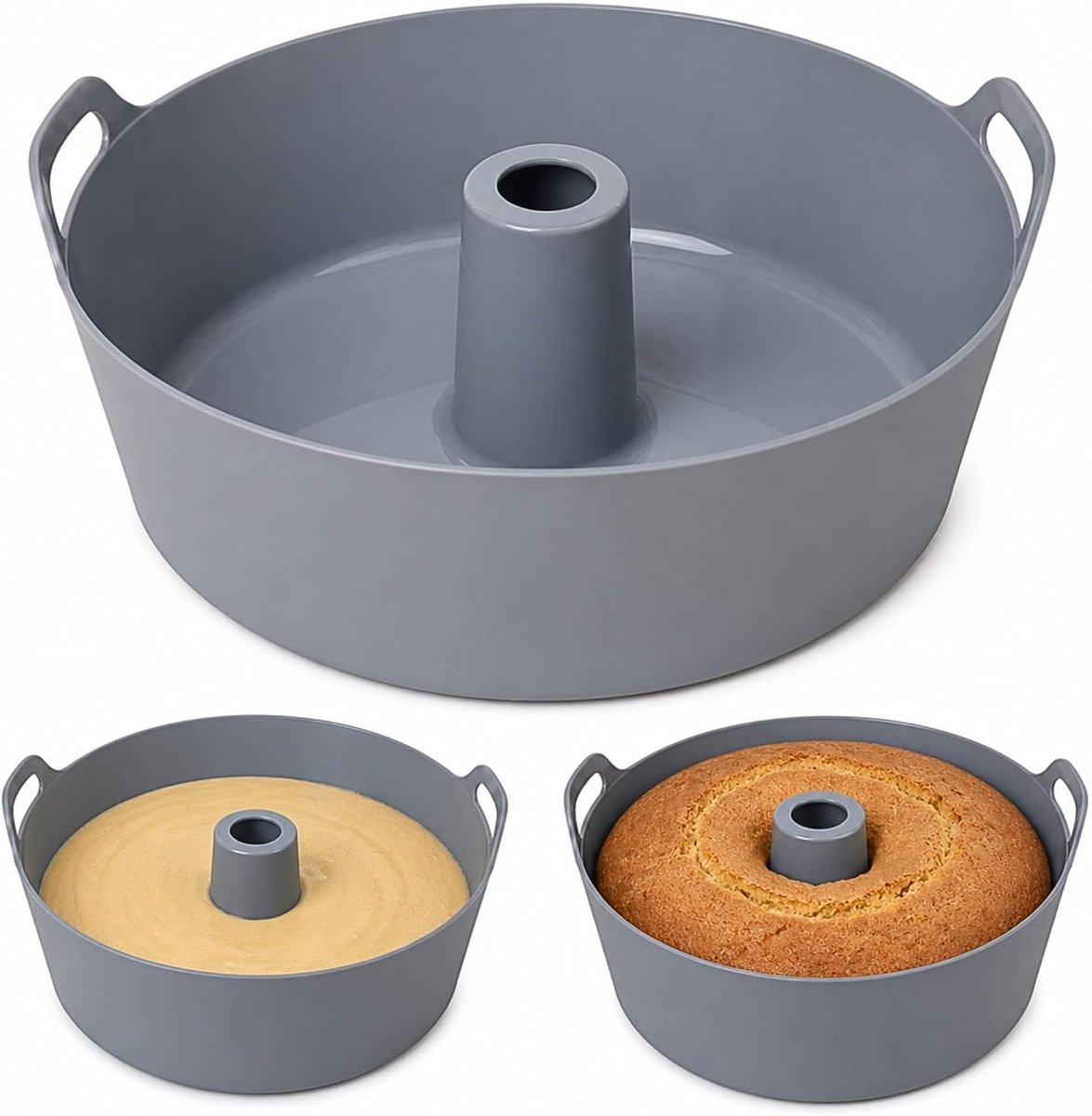 SnelShoppen - Silikonen Savarin Mould 18 cm - BPA Vrij - Flexibele Rond Cakevorm voor Airfryer en Oven - Vaatwasserbestendig - Ideaal voor Bakken en F