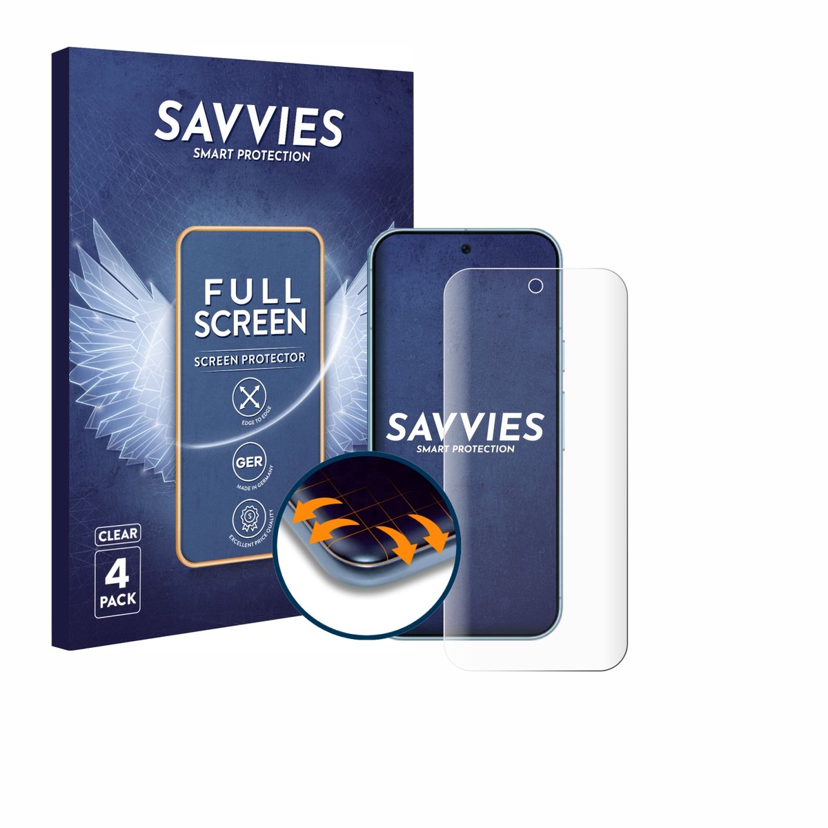 Savvies - Screenprotector voor Google Pixel 9 / 9 Pro / 10 / 10 Pro - Folie Beschermfolie transparant volledig dekking 4 Stuks