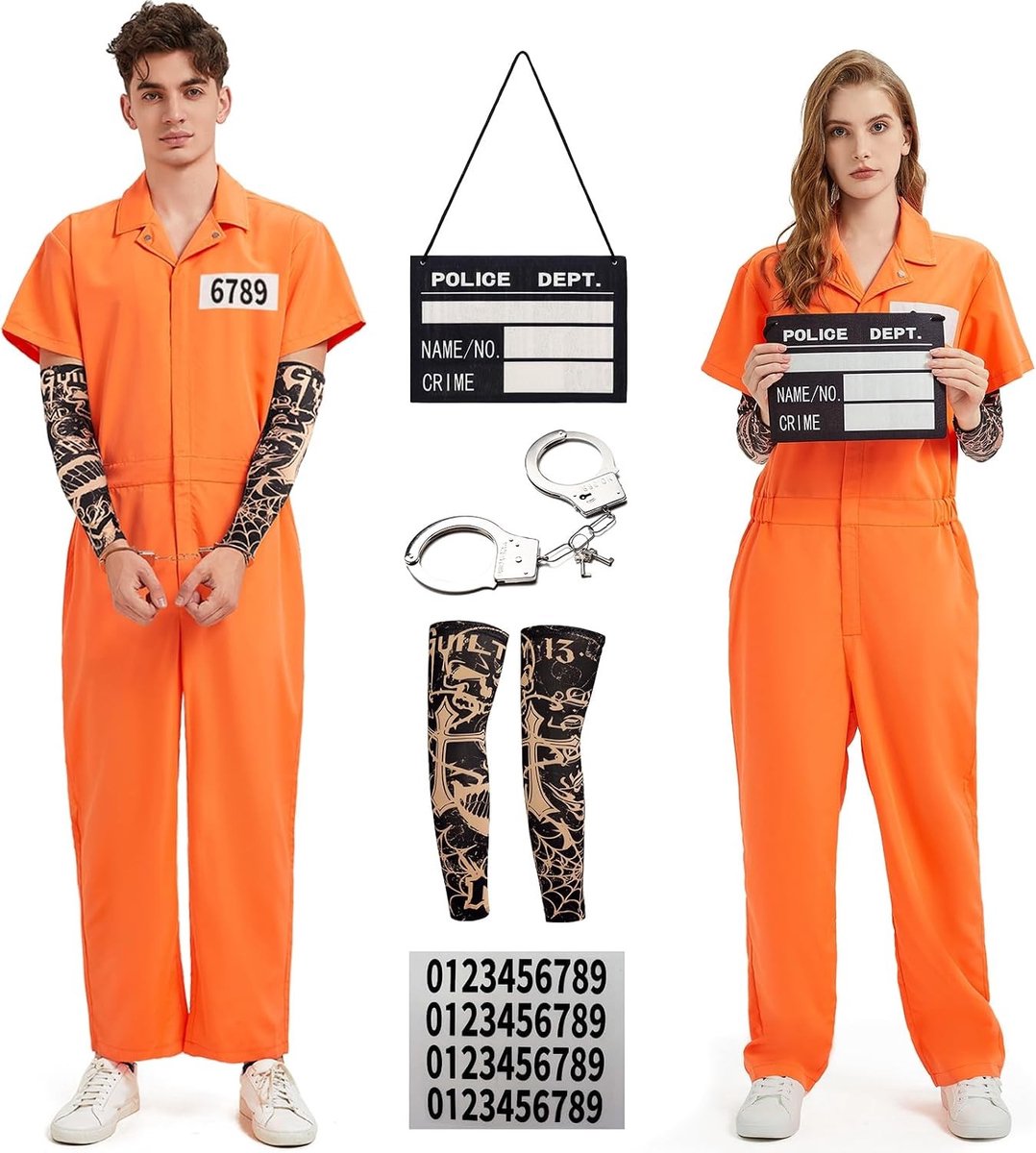 Oranje gevangeniskostuum voor volwassenen - Unisex jumpsuit voor Halloween, feest of themafeest - Criminal outfit met comfortabele pasvorm