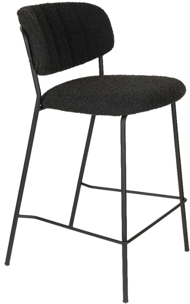 ANLI STYLE Counter Stool Jolien Black/Black Bouclé - set van 2