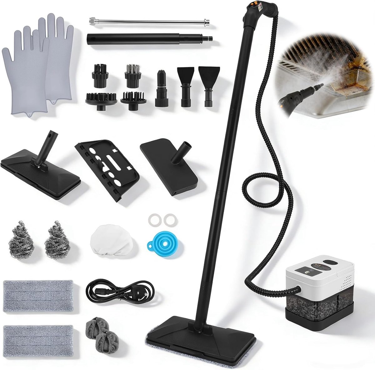 SnelShoppen - Krachtige all-in-one stoomreiniger 2500 W, grote 1,8 l tank, chemische vrije reiniging voor vloeren, ramen, bekleding, keuken en badkame