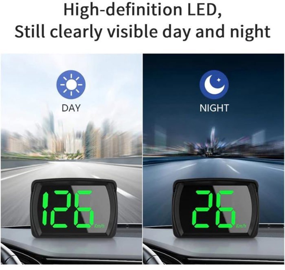 LISM-Automatisch head-up display (HUD) met 2,8-inch snelheidsmeter (snelheidsmeter in mph) en GPS-chipset, geschikt voor fietsen, motorfietsen, vrachtwagens, auto's en scooters.