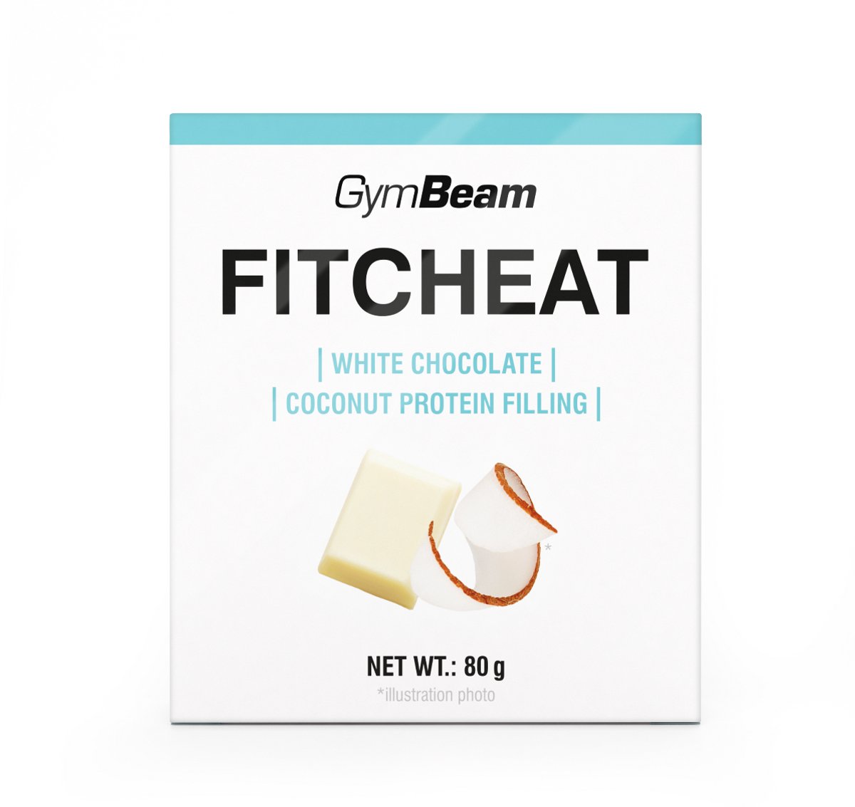 GymBeam Fitcheat Eiwit Chocolade 80 g witte chocolade kokos