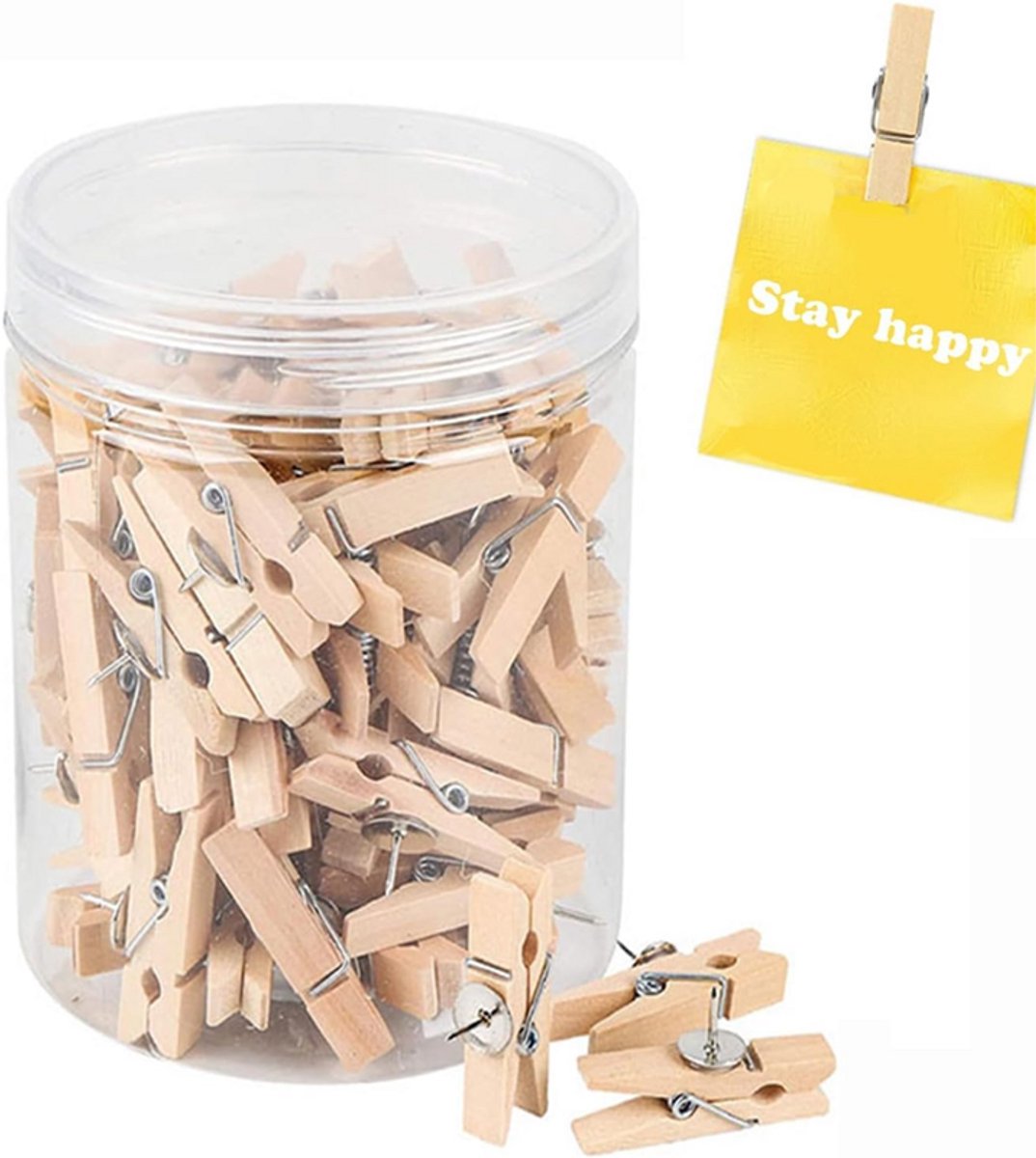 Verpakking van 50 stuks - Punaises - Prikbordpunaises - Prikbordpunaises - Muurpunaises - Houten punaises - Geschikt voor prikborden, kunstwerken, plakbriefjes, foto's, knutselprojecten, kantoor en thuisgebruik - 3,5 cm - Natuurlijke houtkleur