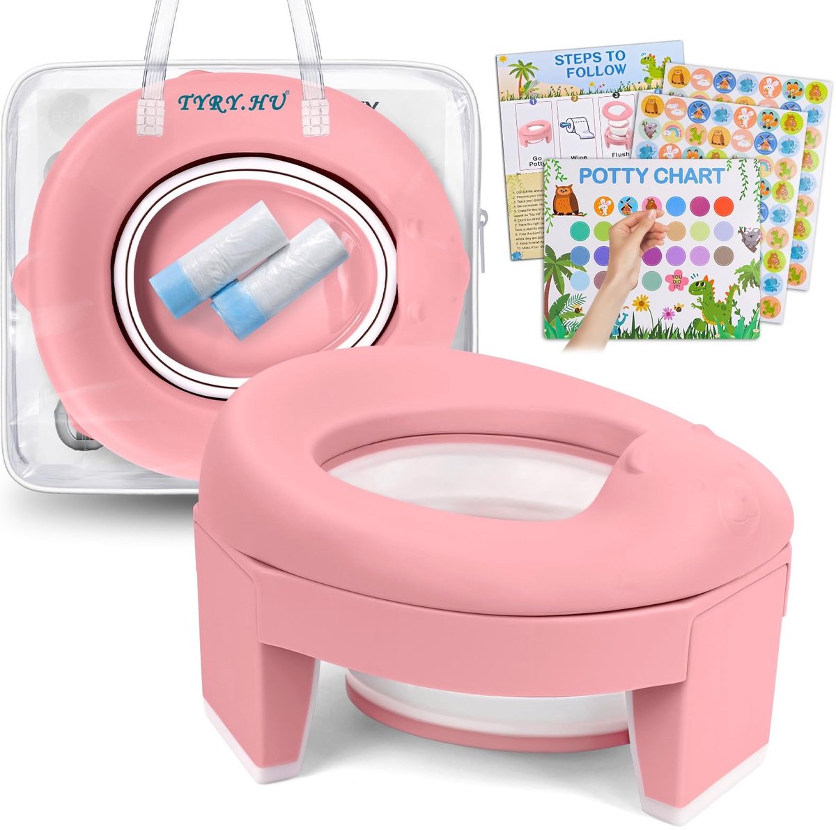 Omgoods - 3-in-1 Potty Training Toiletzitting - Vouwbare Reis Potty voor Peuters met Opbergzak