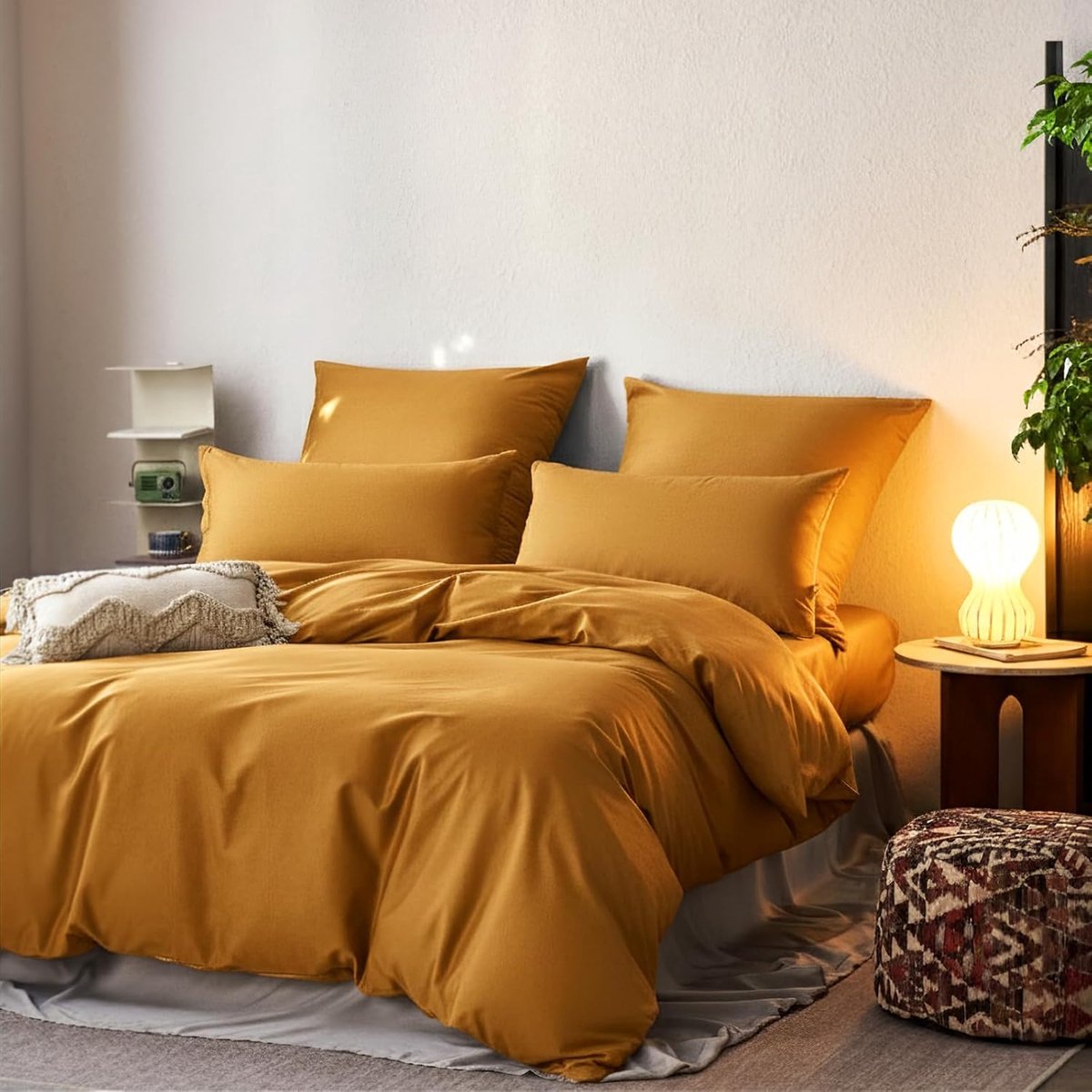 SnelShoppen - Beddengoedset van 100% Katoen, 320TC Satijn, Ademend, Kreukvrij, Hypoallergeen, 2-delig Dekbedovertrek met Ritssluiting, 80x80cm Kussens