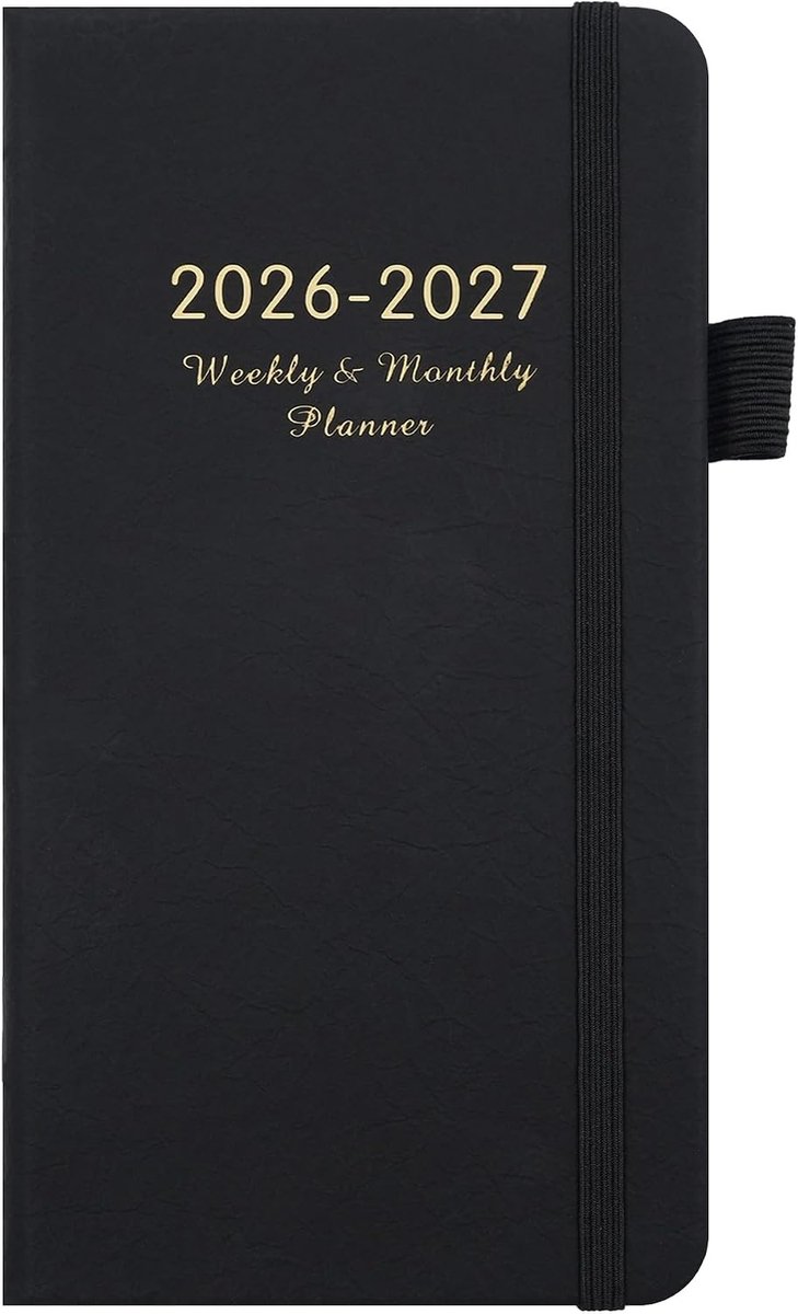 Bobypet - Pocket Agenda 2026-2027 - Kleine Zakagenda - Week en Maand Overzicht - Academisch Jaar Juli 2026 tot Juni 2027 - Handige Planner voor Onderweg - Zwart