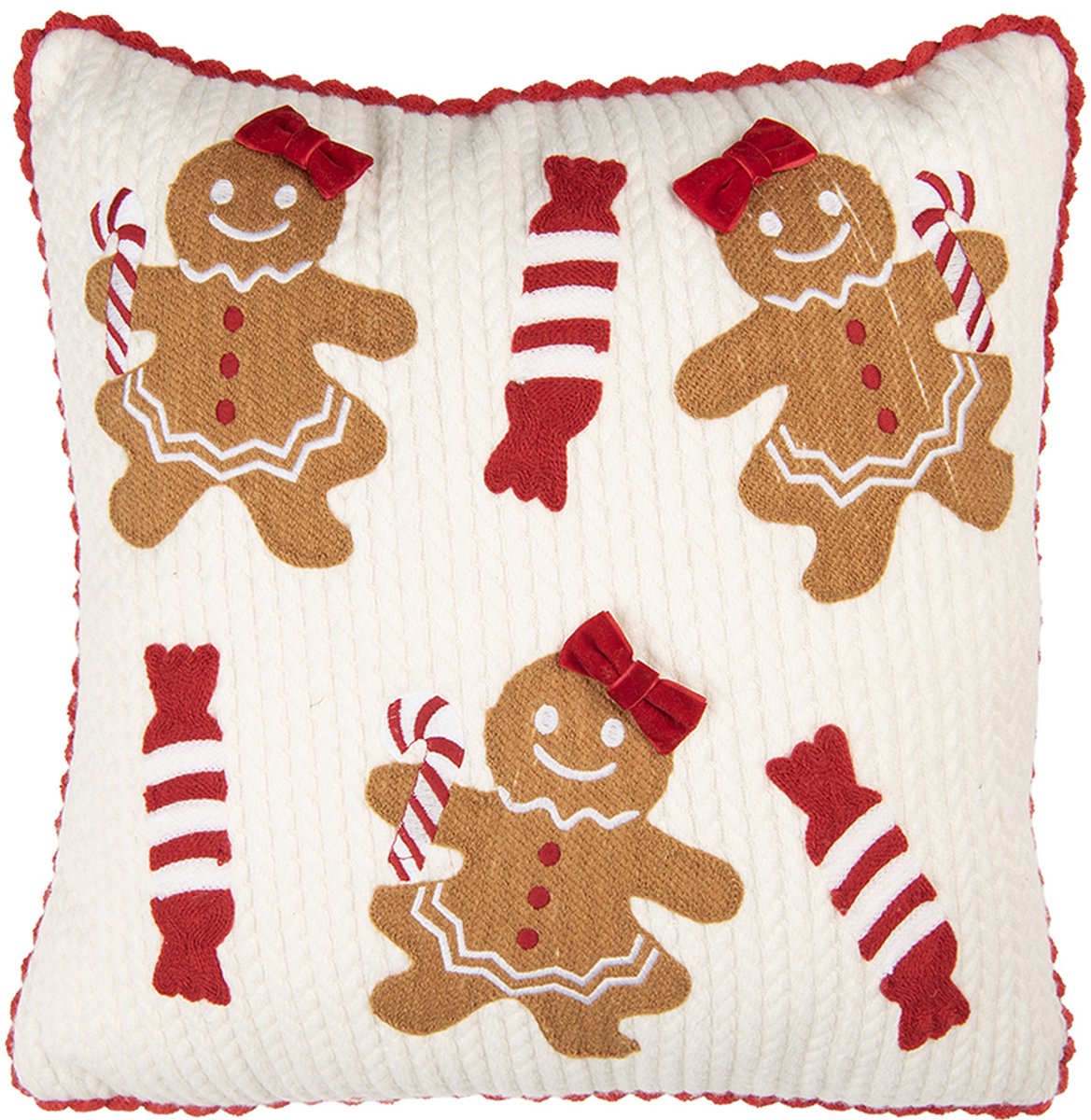 Clayre & Eef Sierkussen 40x40 cm Beige Polyester Kerst