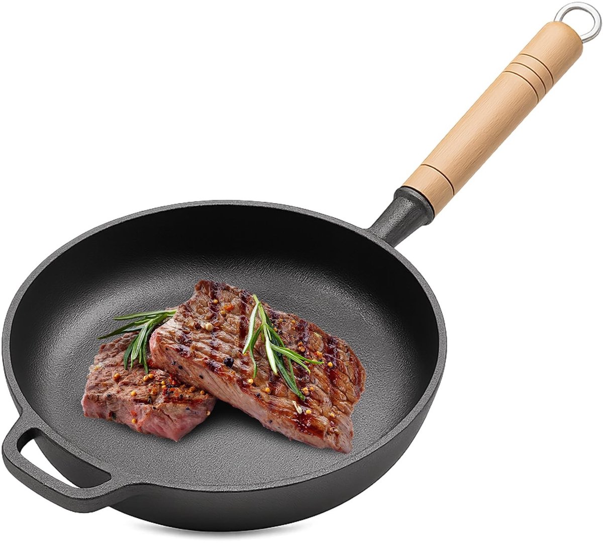 Omgoods - Gietijzeren Pan 27 cm, Natuurlijk en zonder Chemische Coating
