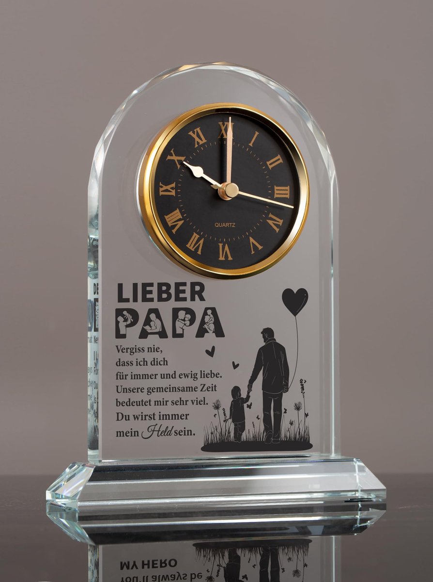 Omgoods - Elegante Tafelklok van Glas - Perfect Cadeau voor Vader's Dag