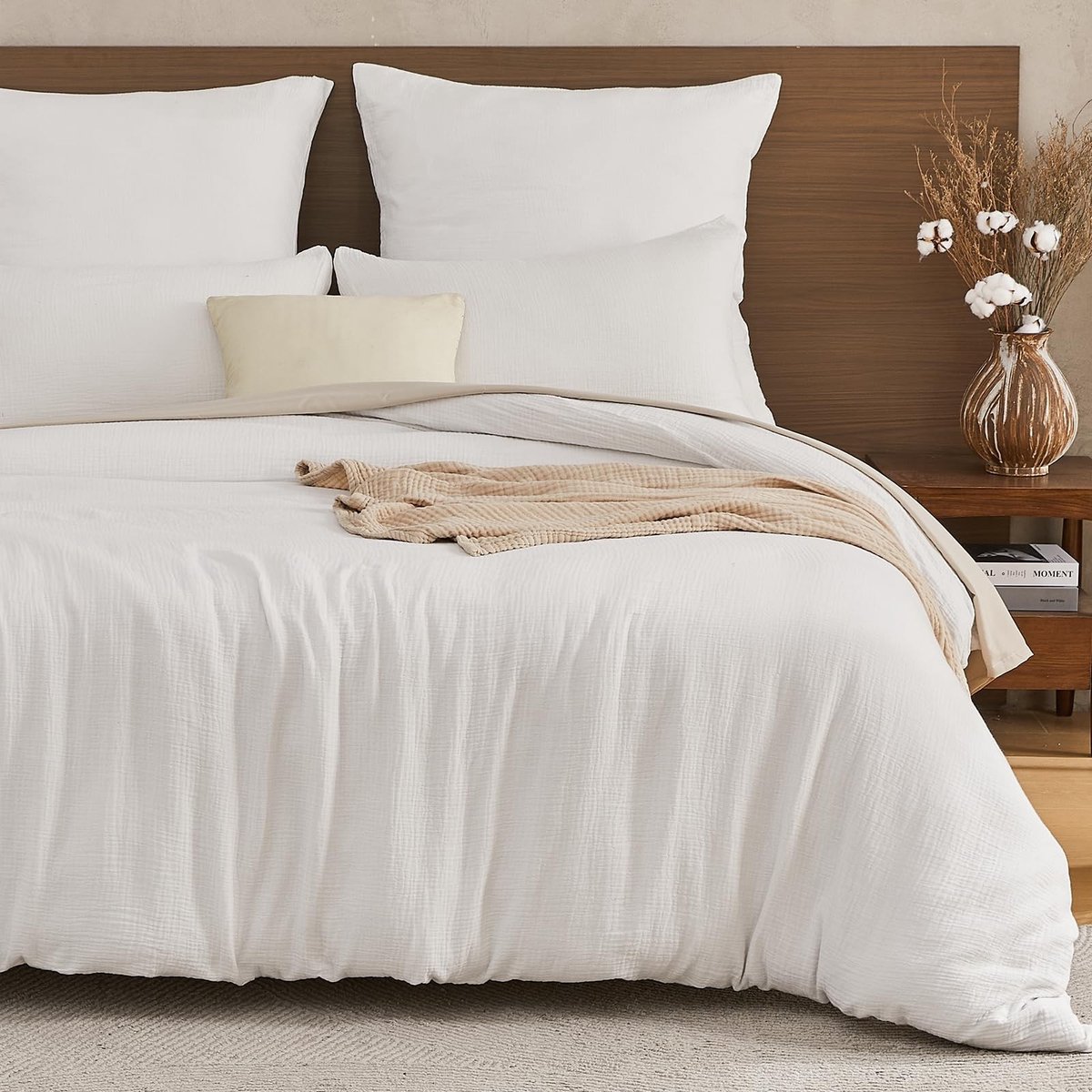 Omgoods - Muslin Bedlinnen Set van 2, Wit, 135 x 200 cm