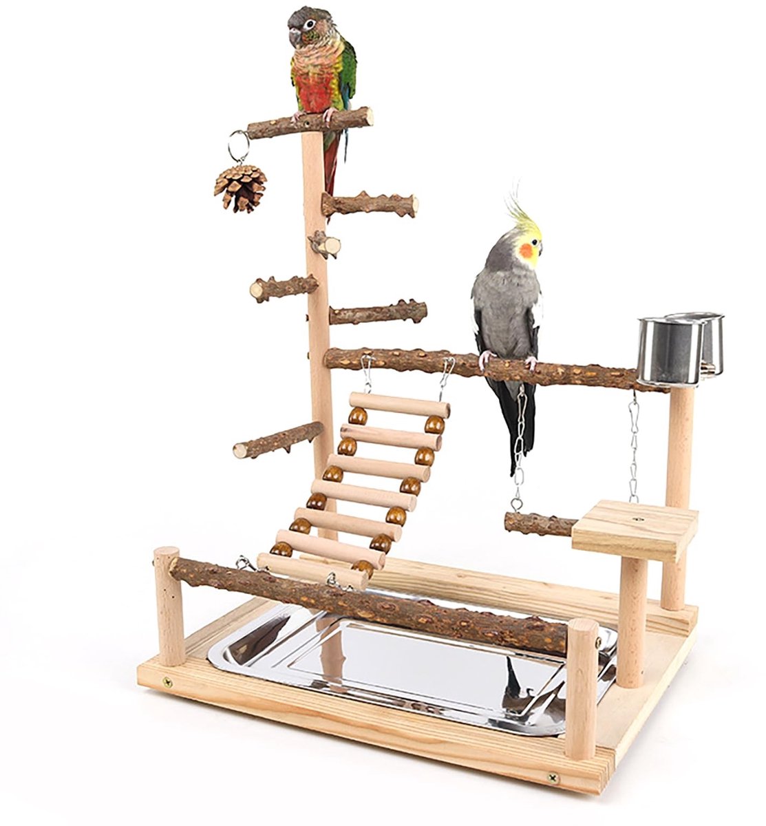 Omgoods - Houten Speelstand voor Vogels met Voederbak