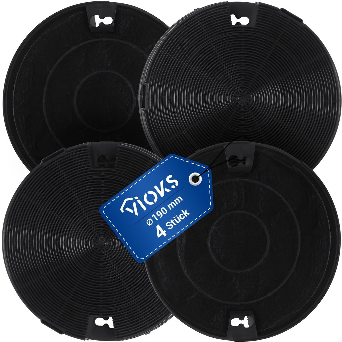 Omgoods - 4 x Geactiveerde Koolstoffilter 190 mm Ø - Vervangingsfilter voor Afzuigkappen