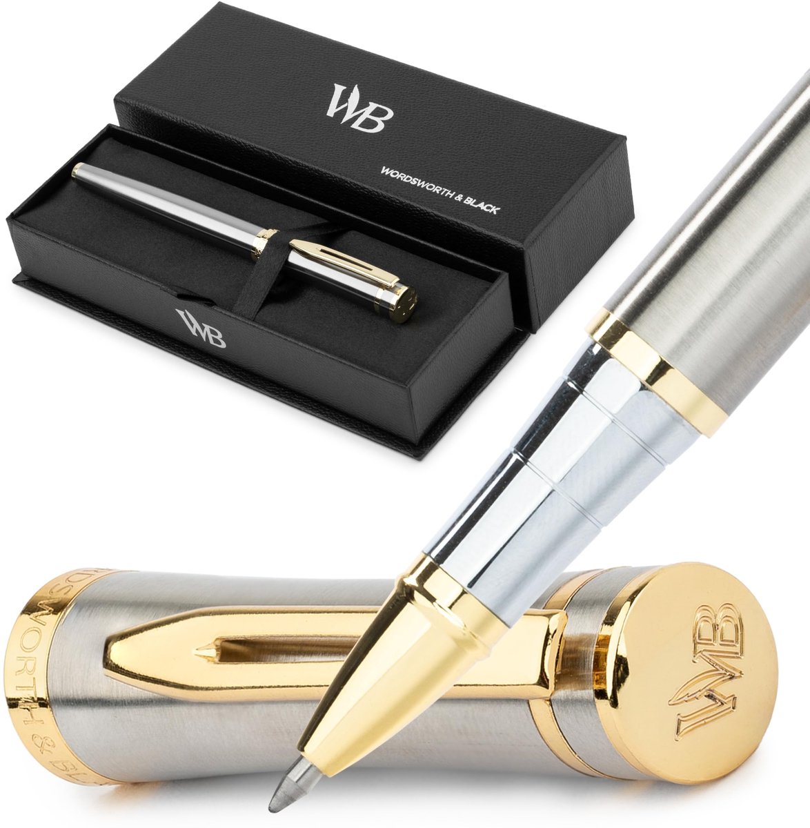Omgoods - Luxe Rollerball Pen van 24K Goud en Zilver - Herbruikbare Inktpen voor Mannen en Vrouwen
