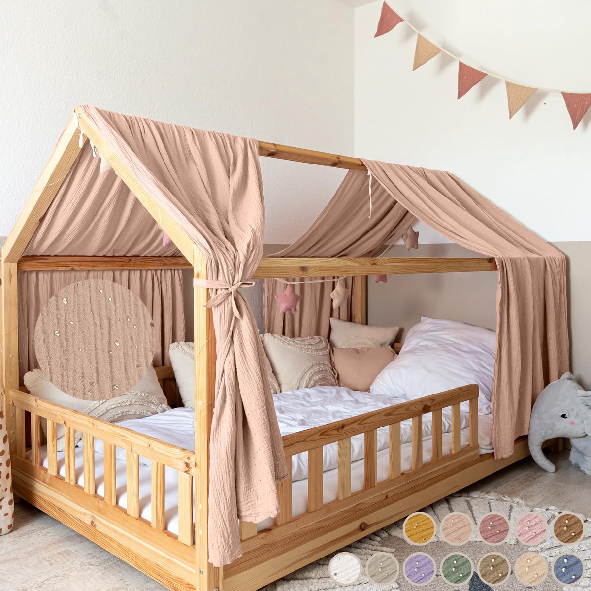 Omgoods - Huisbed met Gouden Applicaties - Muslin Katoen