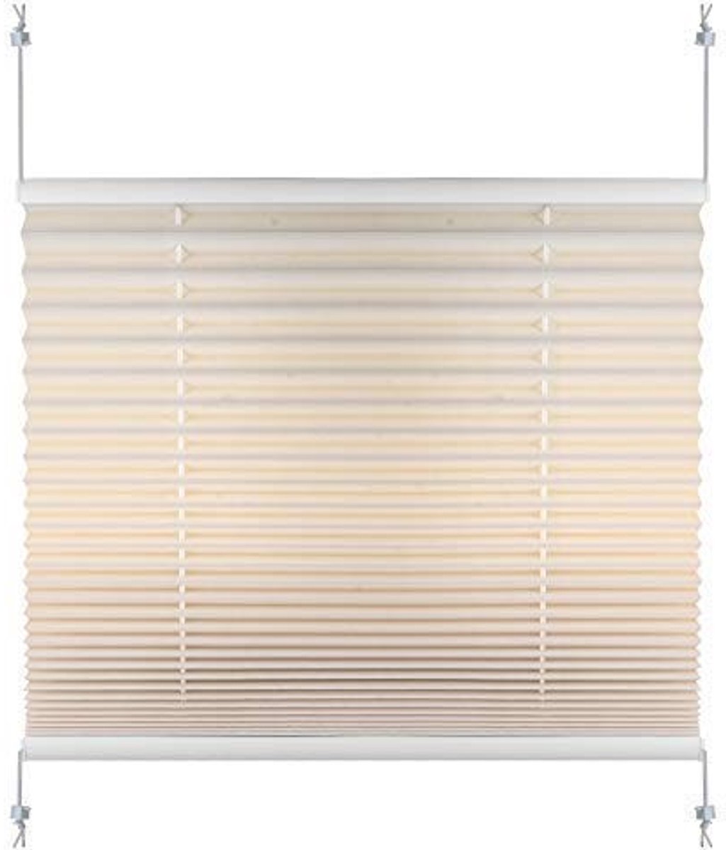 Omgoods - Plissé Jaloezieën - Zonwering Zonder Boren voor Ramen en Deuren, Beige, 105 x 220 cm