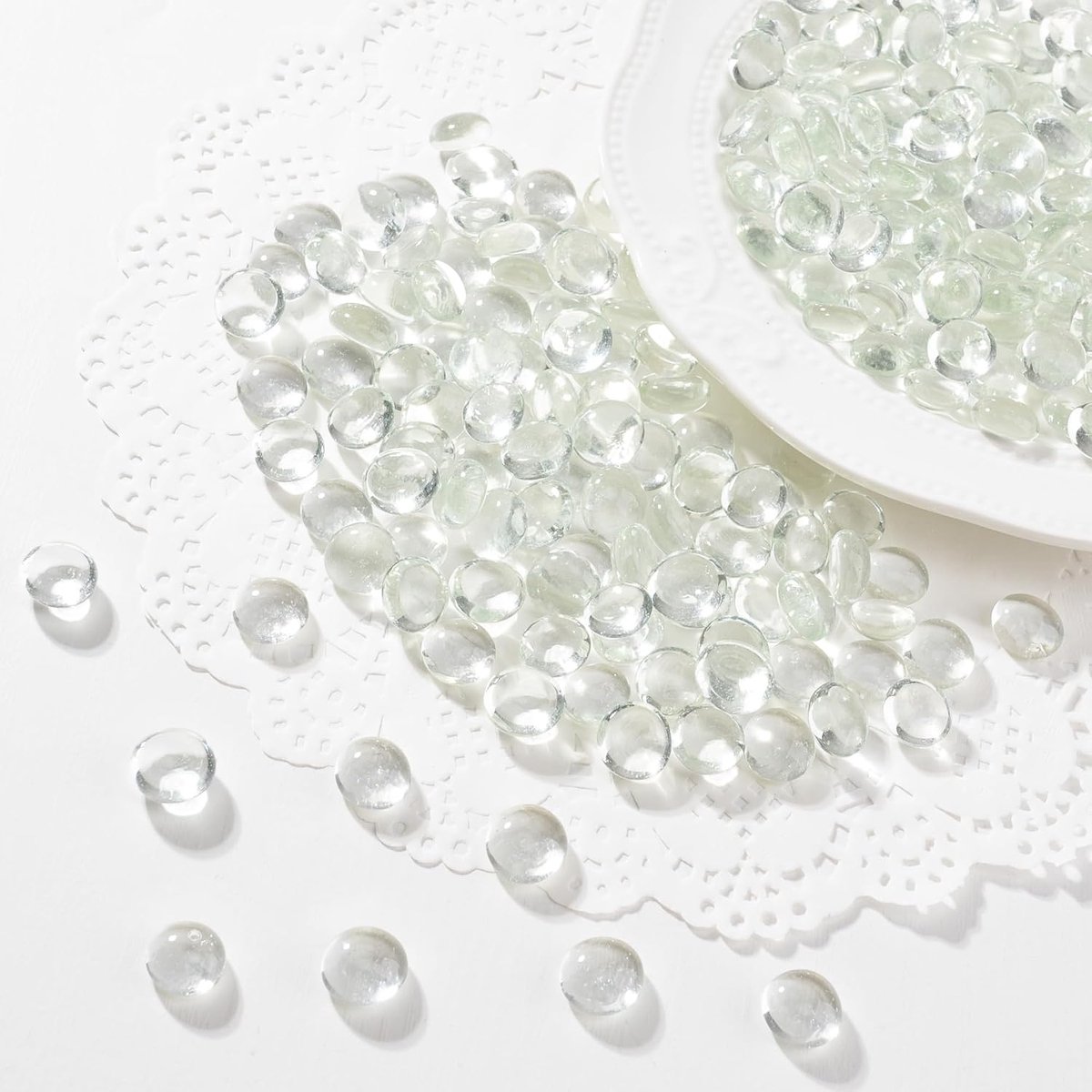 glazen ks, 170-190 stuks decoratieve glazen edelsteen, 0,4 kg kiezels voor doe-het-zelf ambachtelijke tafelstrooiers, Mancala-stenen, feestvaasvullers, kralen voor bloemenkaars