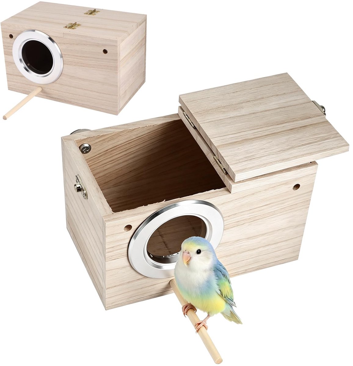 Omgoods - Transparant Houten Vogelhuisje voor Buiten - Warme Incubatiekweekbox voor Kleine Vogels