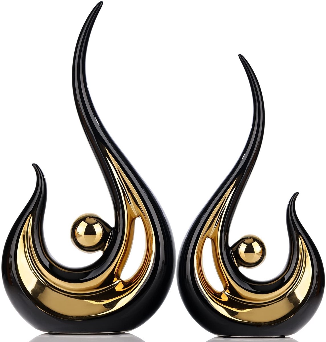 Omgoods - Moderne Abstracte Keramische Sculptuur - Zwart en Goud