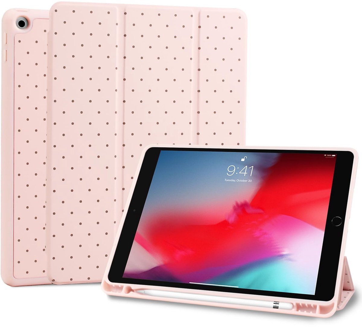 Omgoods - iPad 10.2 inch Beschermcase met Potloodhouder - Stijlvol Design in Roze