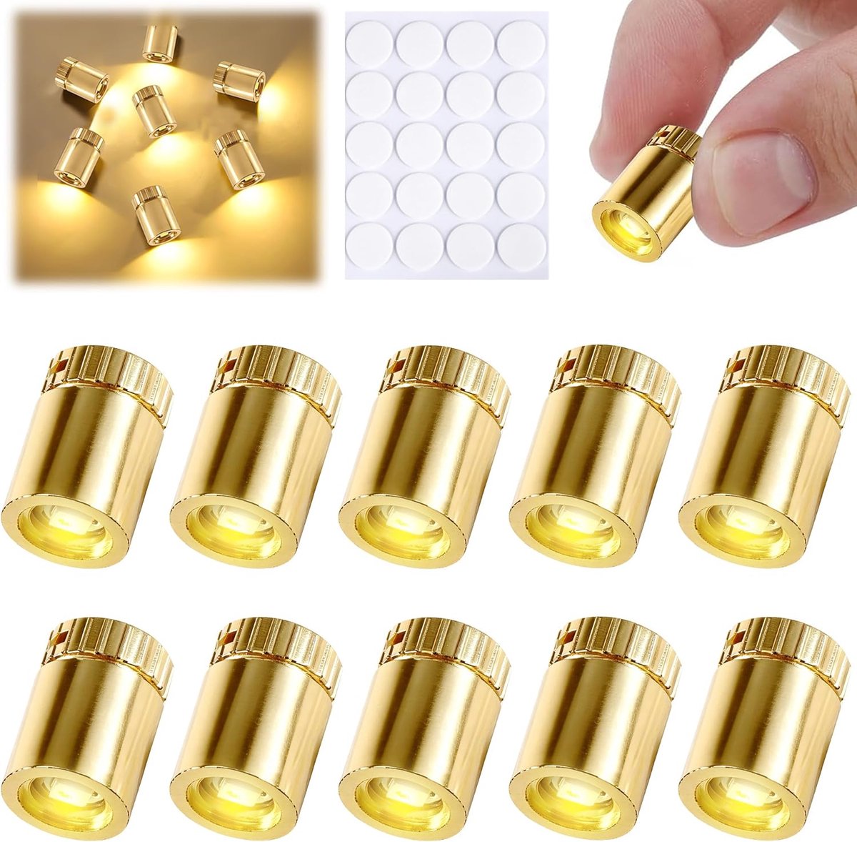 10 stuks mini-ledlampen voor poppenhuizen, gouden mini-verlichting om zelf te maken, mini-verlichting om te knutselen, miniatuurverlichting voor vitrines, speelgoed bouwstenen (warmwit)