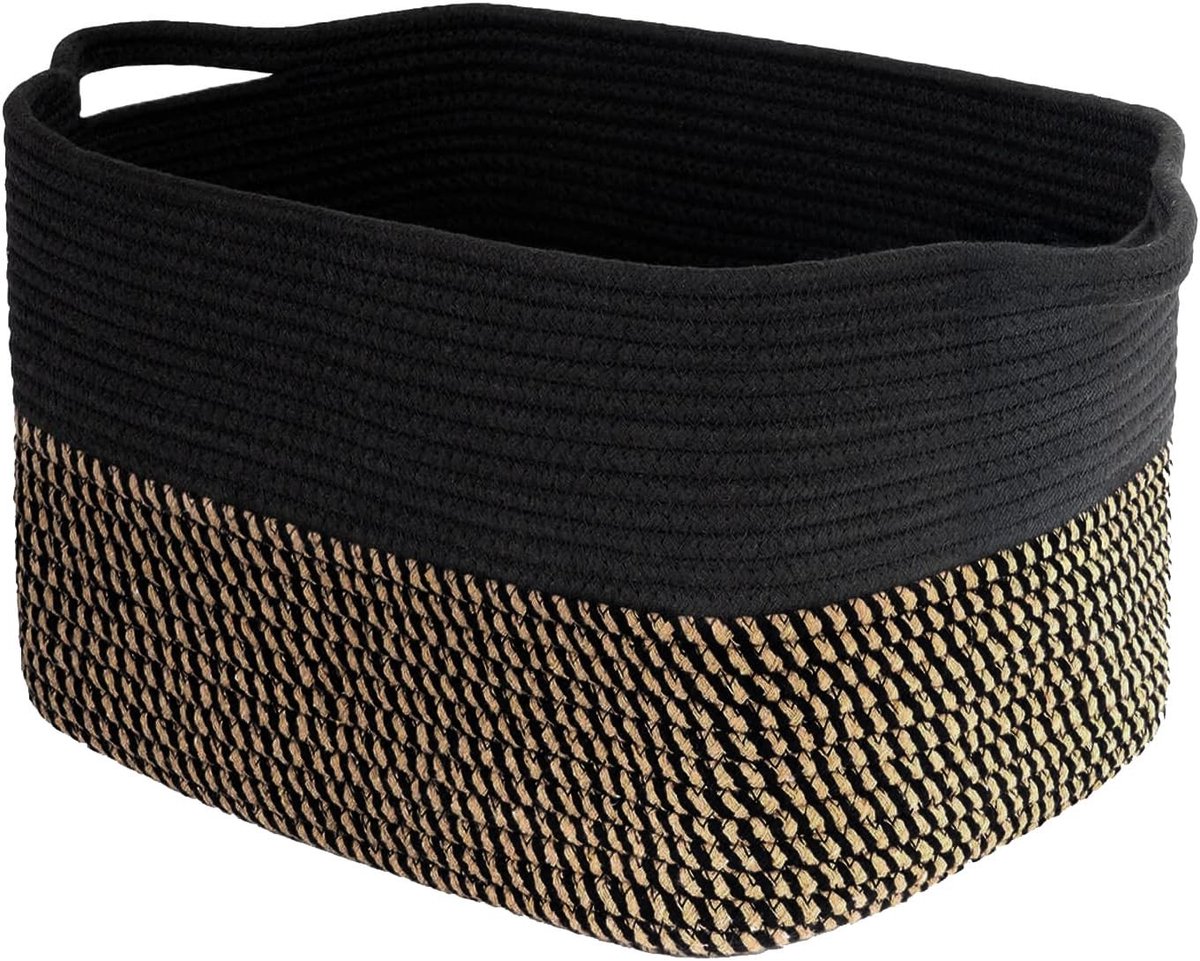 Omgoods - Woven Opbergmand met Handvat, Ideaal voor Badkamer en Kinderkamer, 34 x 28 x 24 cm