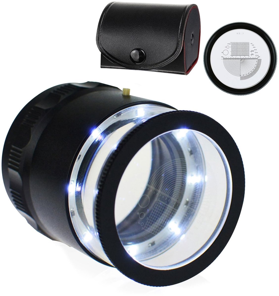 Omgoods - 10X Vergrootglas met Schaal en 8 LED Lichten voor Juwelen