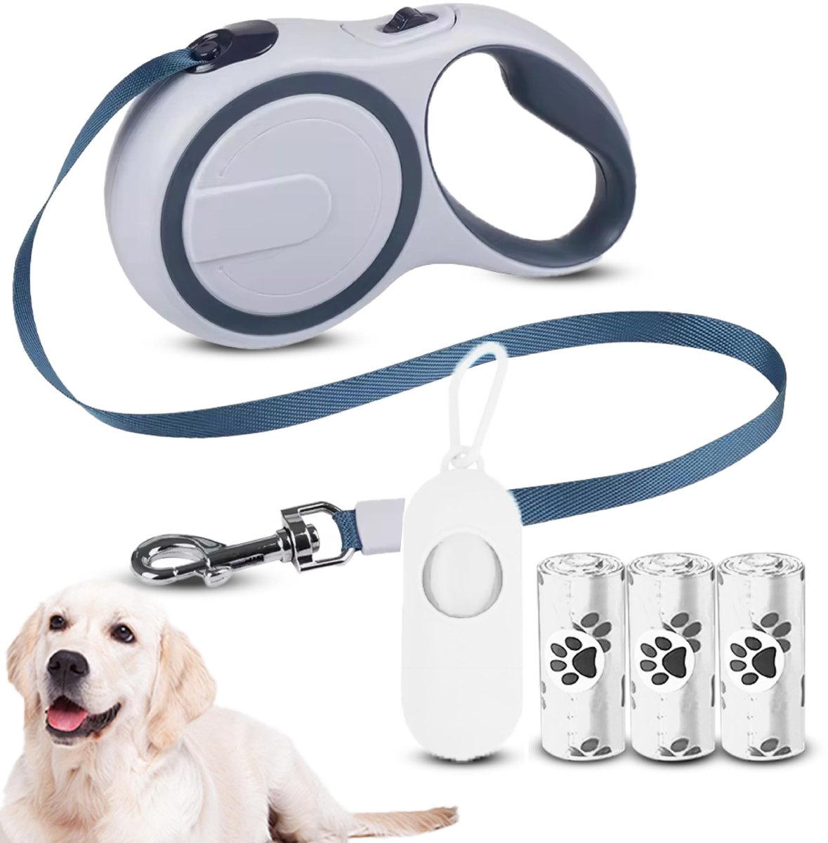 Omgoods - Uittrekbare Hondenlijn - 5 Meter Leash met Ergonomische Handgreep en Poepzakjes
