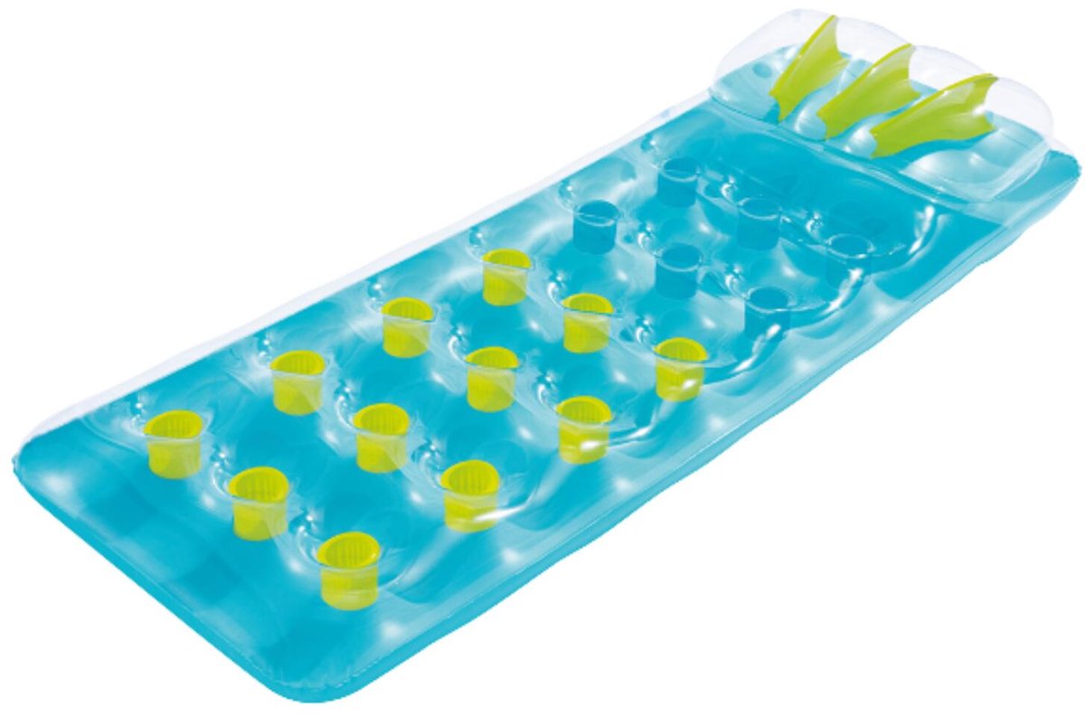 Bestway Luchtbed - blauw - met hoofdkussen - 188 cm - zwembad luchtmatras - strand opblaas speelgoed - luchtbedden