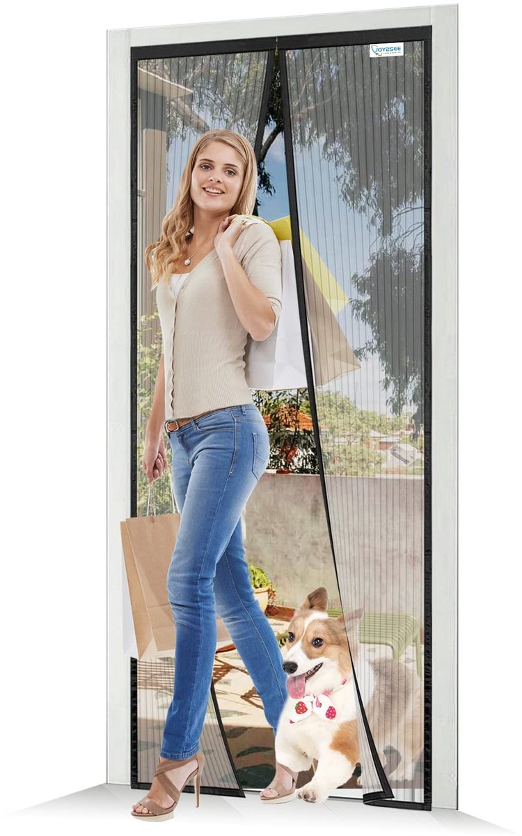 Omgoods - Vliegenscherm voor Balkon Deur, 95 x 215 cm, Insectenwerend, Geen Boren Nodig