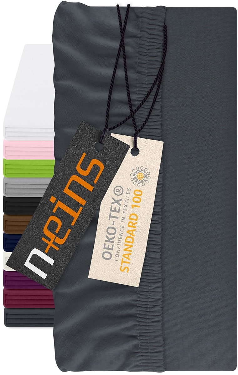 Omgoods - Topper Fitted Sheet 100% Katoen 180-200 x 200 cm - Antraciet
