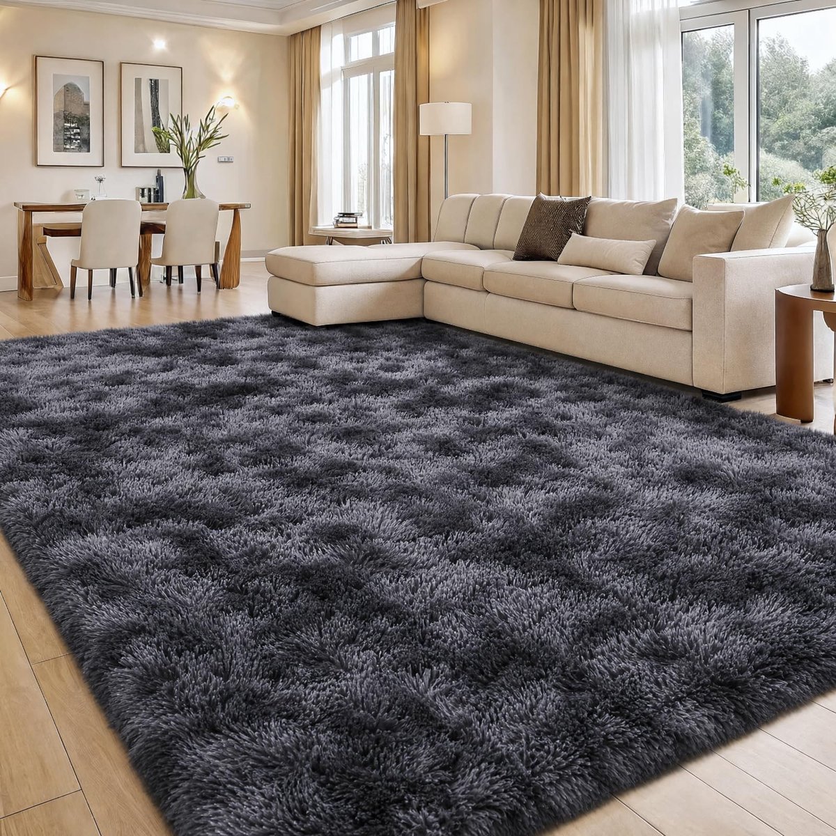 Omgoods - Zacht Fluffy Tapijt 120 x 160 cm - Donkergrijs