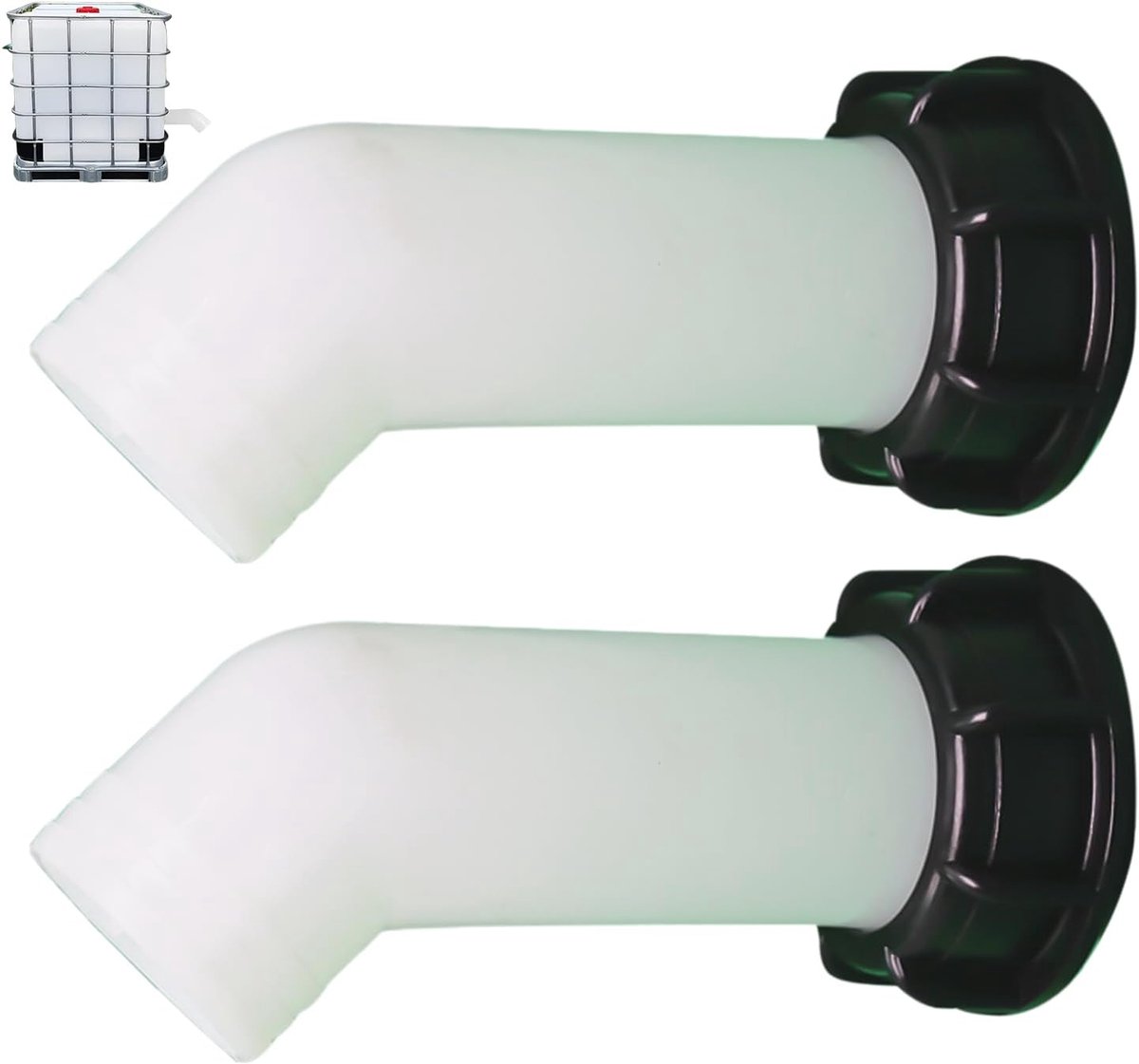 2 stuks IBC-afvoeraansluitingen: IBC-adapter S60 x 6 grove schroefdraad, IBC-afvoerkranen, IBC-uitloopaansluiting 60 mm, voor IBC dode tank, IBC uitloopaansluiting