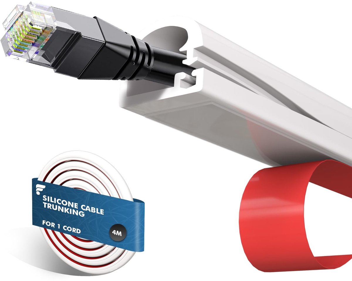 Omgoods - 4m Mini Witte Siliconen Kabelgoot - Zelfklevende Kabelbeheer voor Binnen en Buiten