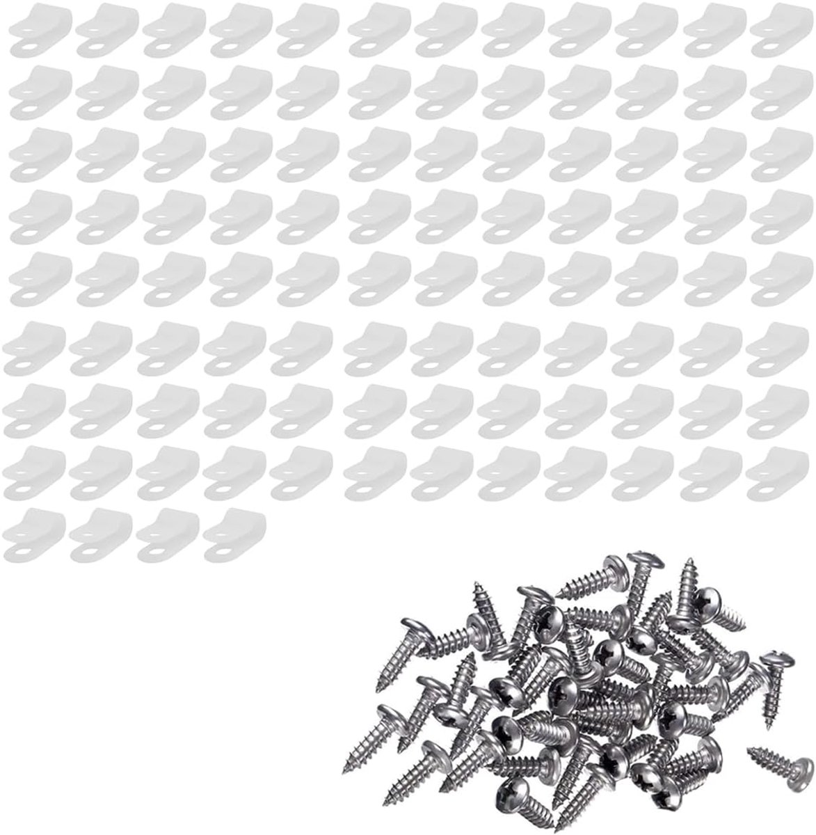 100 stuks R type kabelklemmen, 6,4 mm nylon kabelhouder voor stroomkabel, netwerkkabel, kabelgoot, orde garage, huis, kantoor, wit