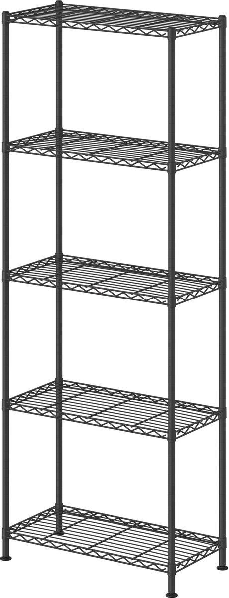 Vrijstaande metalen plank - Verstelbare planken - 5-laags opbergrek voor de garage - 30 x 60 x 161 cm - Zwart