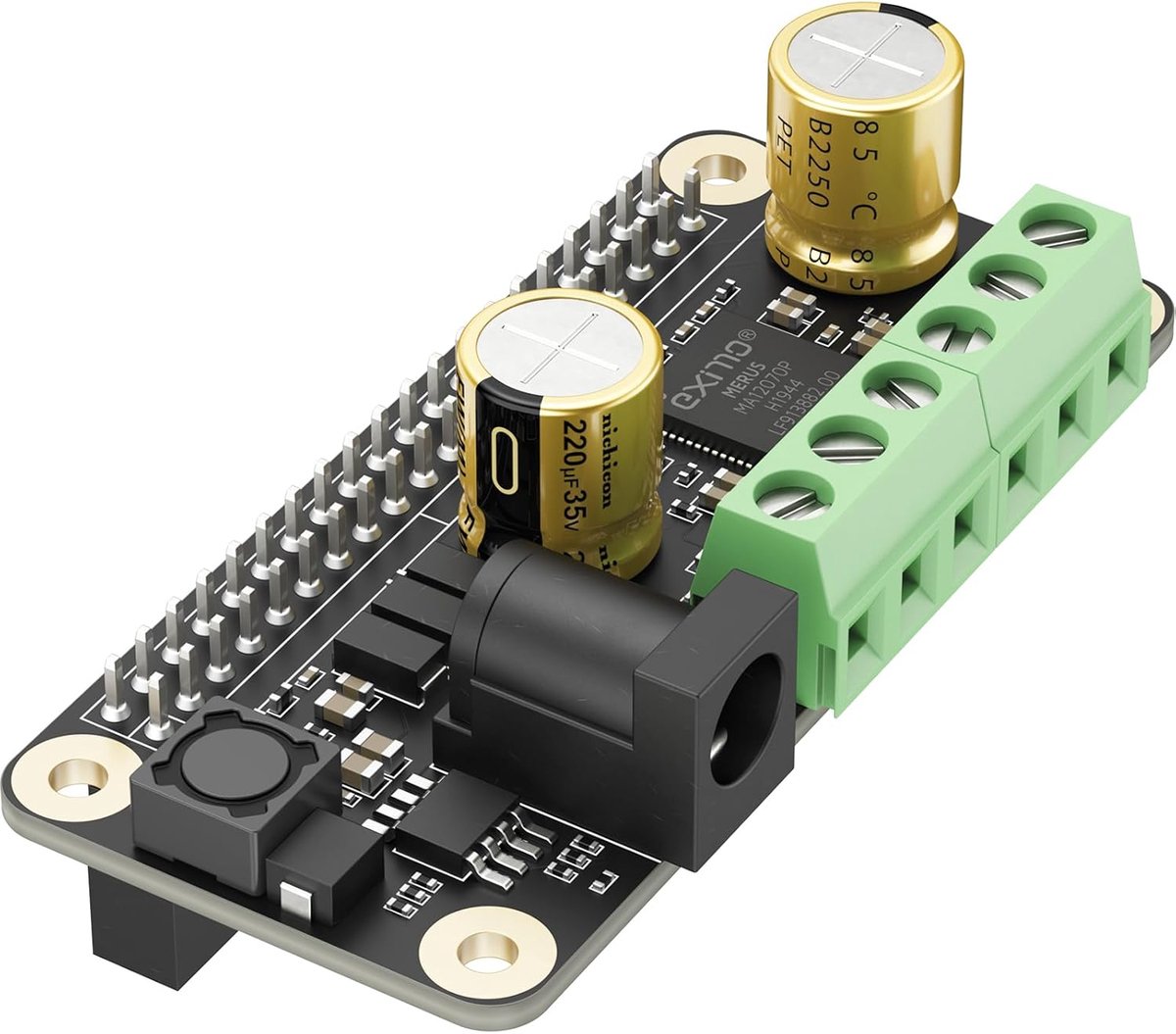 SnelShoppen - Audio Versterker 2 x 80W Piek Vermogen Class D HiFi AMP Pro Mini Hat 192KHz/24bit MA12070P voor Raspberry Pi 5/4/Zero 2W Ondersteunt Vol