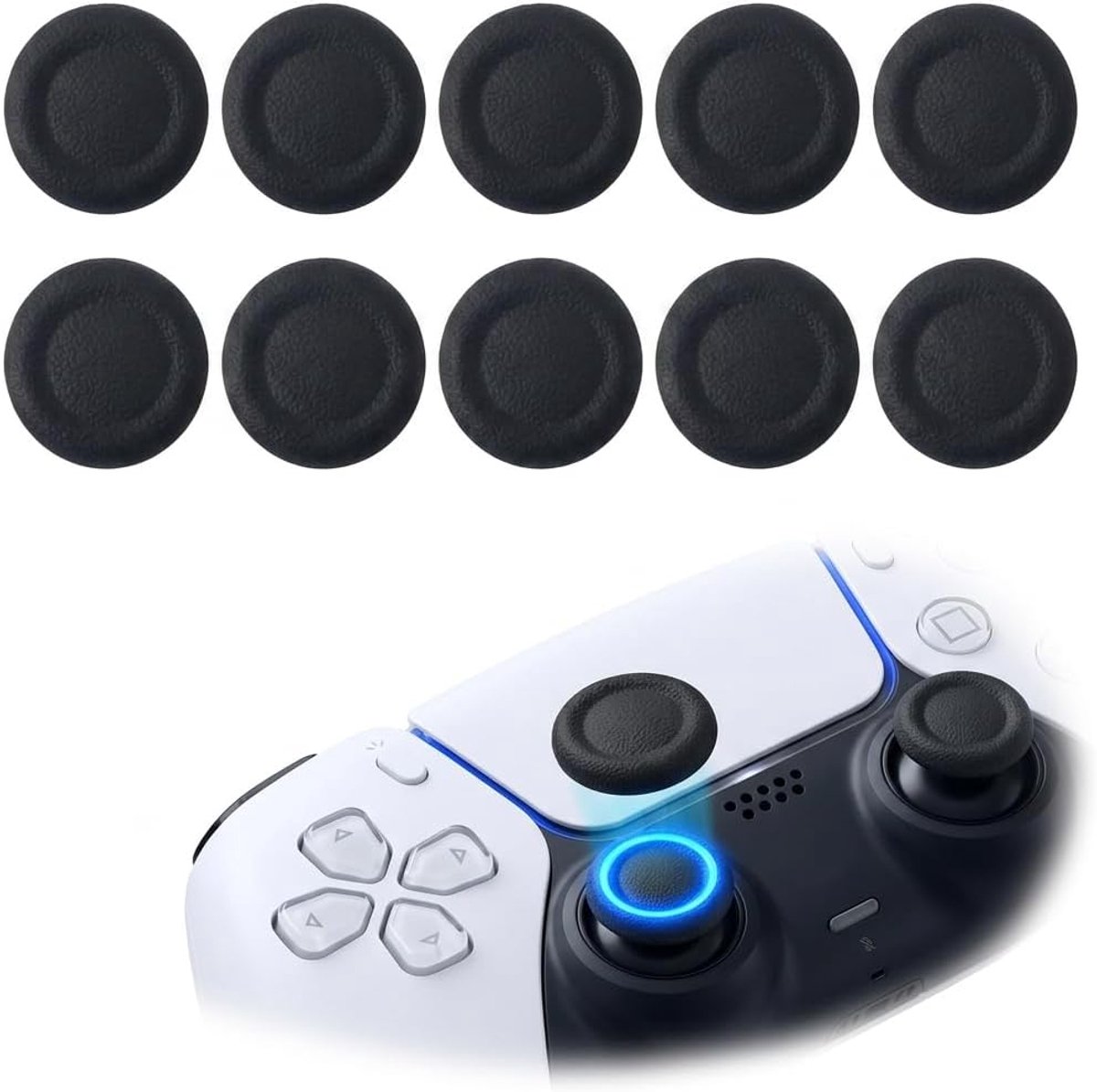 SnelShoppen - 10 stuks zachte siliconen joystick-doppen, vervangende accessoires voor PS5 en PS4-controller, antislip en comfortabele grip, verbeterde