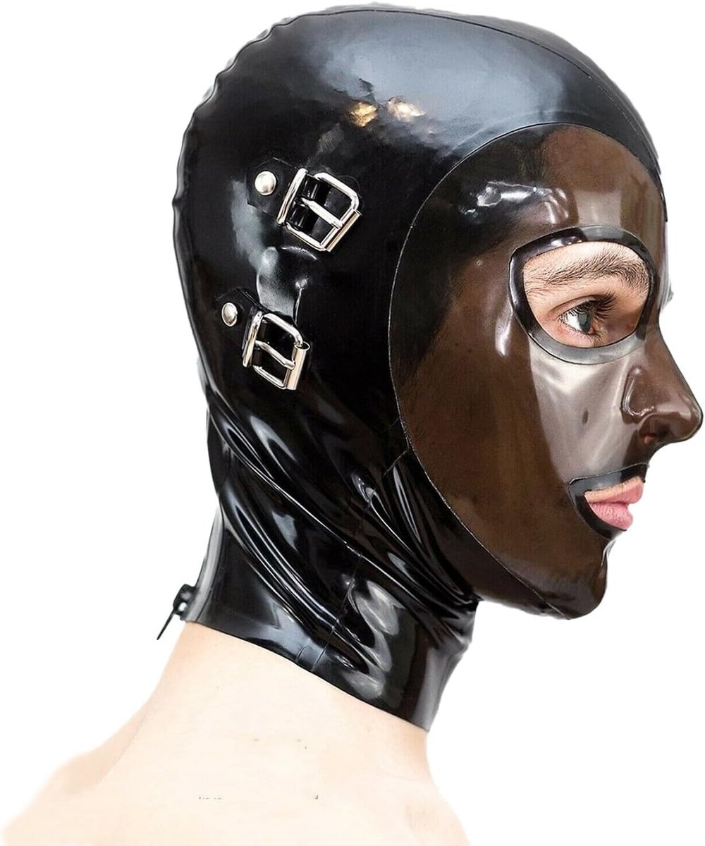 Latex masker met afneembare ogen en mondbedekking - rits achterkant - handgemaakt - perfect voor rollenspellen - SnelShoppen