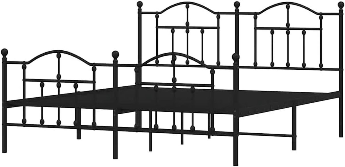 Bedframe Metaal - Ledikant Omranding - Slaapkamer Inrichten - Klassiek Design - 160x200 cm - Zwart