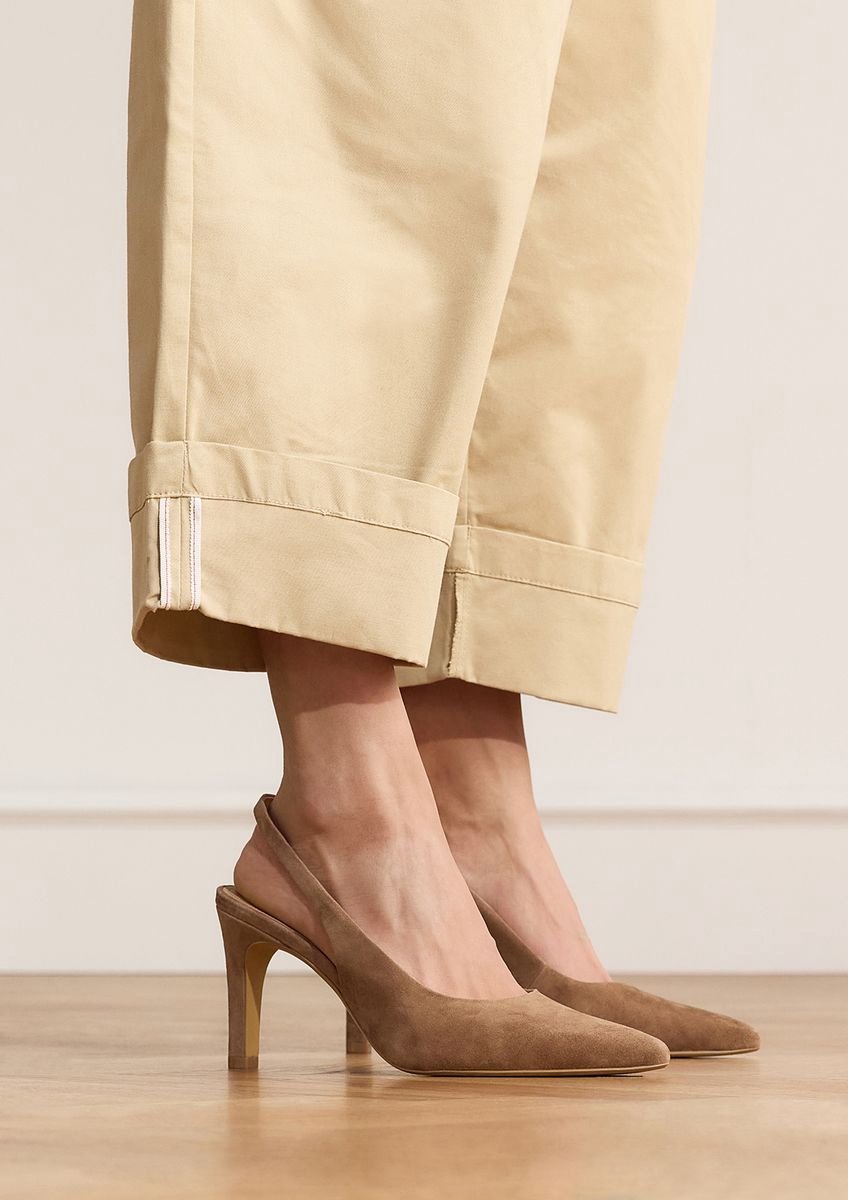 Manfield - Dames - Bruine suède slingbacks - Maat 40