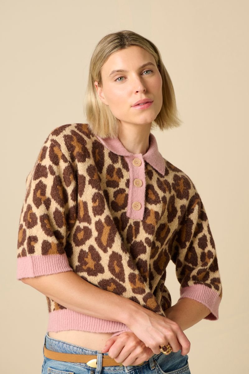 Sissy-Boy - Roze trui met leopard print