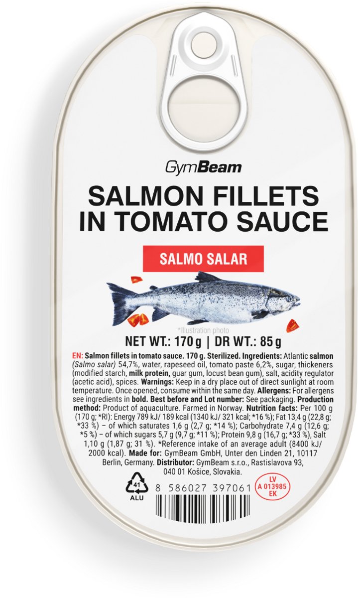 GymBeam Zalmfilets in Tomatensaus 170 g