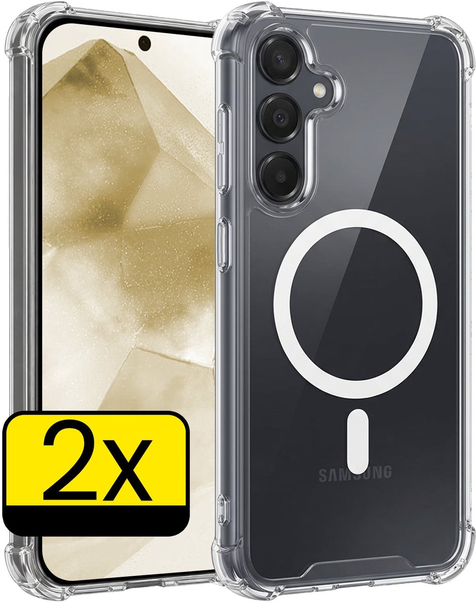 Hoesje - 2 Stuks - Geschikt voor Samsung Galaxy A55 - Magsafe Compatible - Sterk & Shockproof - Back Cover - Shock Proof Case - Telefoon Hoes - Telefoonhoesjes - Transparant