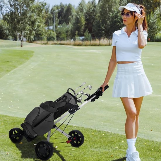 Golfkar - Golf trolley Golf wagen - Golf spelen - Opvouwbaar 3-wiel ontwerp - 86cm x 25cm x 23cm - Wit — afbeelding 2