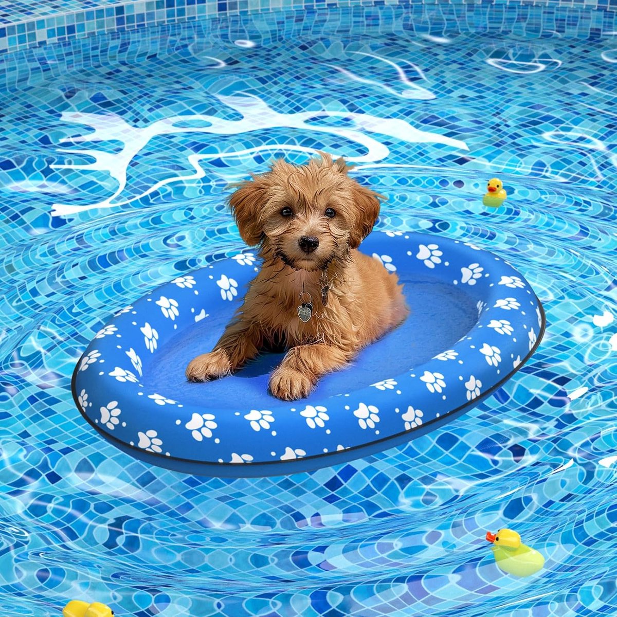 Honden Zwembad Float - Opblaasbaar Hondenluchtbed - Drijvend Hondenbed voor Zwembad - Watermat voor Kleine en Middelgrote Honden - Duurzaam en Draagbaar - Zomer Huisdier Speelgoed